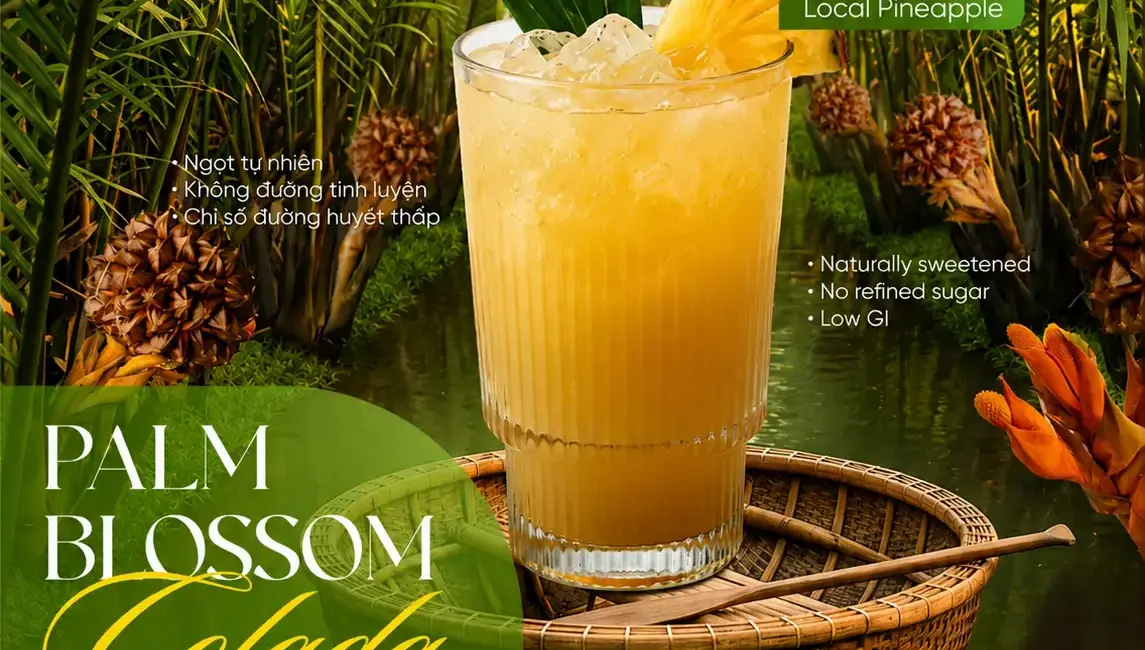 Palm Blossom Colada with pineapple, coconut milk and nipa palm nectar at Hoa Arika Hoi An