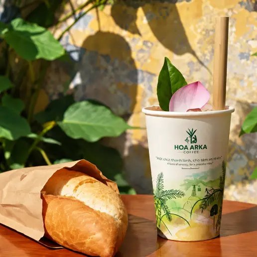 Banh mi sandwich paired with a refreshing palm nectar drink from Hoa Arika Hoi An